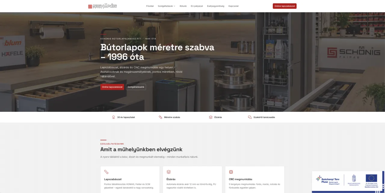 Schönig Faipar weboldal